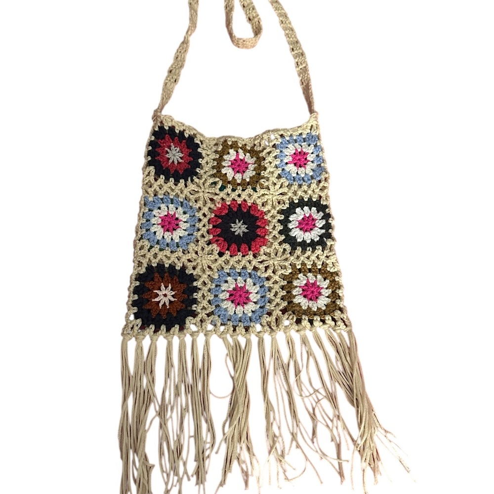 Handmade Multicolor Crochet Fringe Bag - Picture 4 of 4
